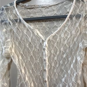 Lace Floral Cardigan With Pearl Buttons